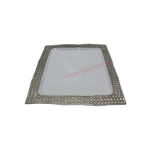 Customizable <b>White</b> <b>and</b> Golden Metal Serving Tray Standard Quality <b>Kitchen</b> <b>Accessories</b> for Sale - Product Image 1