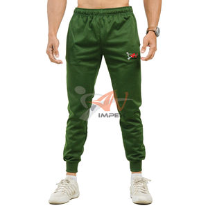 Pantalones verdes de rendimiento de primera calidad con logotipo impreso personalizado para hombre, pantalones de entrenamiento de gimnasio, pantalones cómodos con bolsillo y cremallera para hombre - Product Image 1