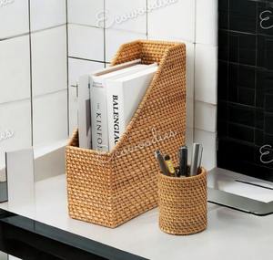 Stylish Eco-Friendly Bamboo Magazine Holder Pen Stand for Home Office School Organization for Living Room Furniture Available - Product Image 3