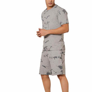 Ensemble de shorts d'été décontractés pour hommes T-shirt en coton biologique respirant en tissu éponge solide à manches courtes pour le jogging - Product Image 1