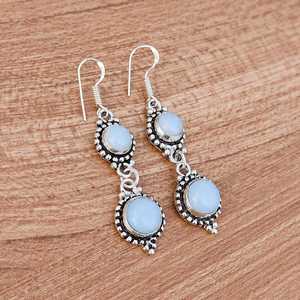 Opalite Multi-Stone <b>Earrings</b> 925 Silver Plated Dangle <b>Earrings</b> Handmade Boho <b>Opal</b> Jewelry Gift for Her - Product Image 4
