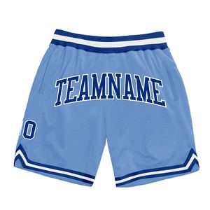 Industrie Direct Engro Sportswear Pantalones cortos de baloncesto Custom Light Blue Royal-White Authentic Throwback Basketball Shorts - Product Image 1