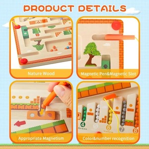 Tablero de rompecabezas de aprendizaje a juego de colores de madera, laberinto de números de colores magnéticos, habilidades motoras finas para niños pequeños, juguetes de matemáticas, juguetes Montessori - Product Image 2