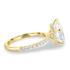 แหวนหมั้นเพชรแบบรัศมีที่ซ่อนอยู่ในห้องลูกแพร์ดีไซน์หรูหราปูด้วยทองคำบริสุทธิ์18K เป็นจำนวนมาก - Product Image 2