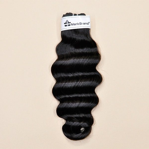 Extensiones de cabello humano ondulado natural con cutícula alineada sin procesar suave de onda profunda Premium India de la mejor calidad - Product Image 1