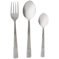 Ensemble de couverts en acier inoxydable écologiques, compatibles lave-vaisselle, avec manche en métal et finition miroir, pour mariage moderne
