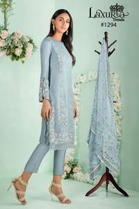 Último diseñador Fabzone Faux Georgette gasa bordado secuencia trabajo Kurti conjunto indio y paquistaní ropa - Product Image 2