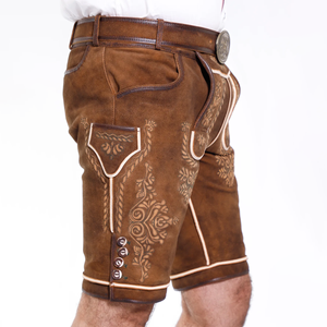 Novedades 2025 Pantalones cortos bávaros Oktoberfest tradicionales para hombres con estilo Lederhosen en color marrón personalizado con pantalones cortos bávaros - Product Image 4