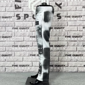 Black & White Distress Cotton Fleece Sweatpants Loose Vintage Ripped Casual Sun Faded Pants With Washed Bottom Spray <b>Trouser</b> - Product Image 4