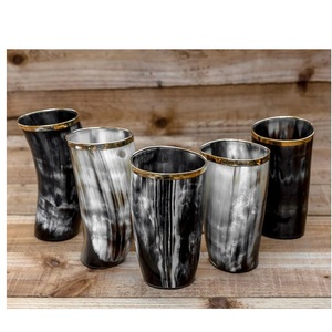 Handcrafted Natural Buffalo Ox Horn Shot Glass Viking Drinking Horn Cup for <b>Wine</b> <b>Lovers</b> From India - Product Image 4