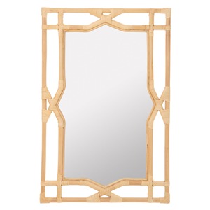 Espejo de Pared Rectangular de Ratán Ecológico, Marco de Mimbre Hecho a Mano, Estilo Boho Natural para Baño, Sala de Estar, Espejo Decorativo - Product Image 1
