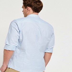 Polos de manga larga para hombre de Color sólido en blanco Camisetas de manga larga con logotipo personalizado de algodón puro para hombre - Product Image 6