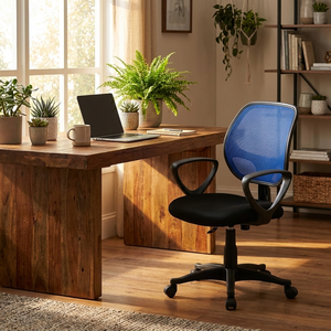 Blue/Black Modern Ergonomic <b>Office</b> Chair <b>Adjustable</b> Headrest Staff Chair Swivel Aluminiumpu Mesh Plywood Foam Fabric Plastic - Product Image 4