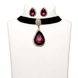 Jeweljunk Fine Jewelry Sets Purple Stone Collier ras du cou plaqué or 1108719A - Product Image 1