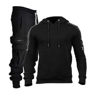 Chándal de invierno Ropa de hombre Ropa deportiva Ropa de entrenamiento y jogging 100% Algodón y cuero Logotipo personalizado Conjunto de Sudadera con capucha de manga completa - Product Image 1