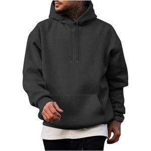 Sudadera con capucha de lana Lisa para hombre, ropa de invierno, Sudadera con capucha de algodón con logotipo personalizado de peso pesado de gran tamaño, OEM - Product Image 1