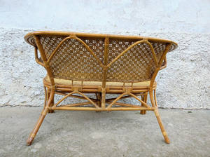 ม้านั่งหวายแบบวินเทจโซฟาแบบสองที่นั่งเฟอร์นิเจอร์สำหรับลานบ้านโซฟาแบบย้อนยุค - Product Image 3