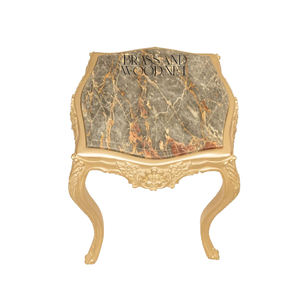 โต๊ะข้างทรงสี่เหลี่ยมหรูหราพร้อมท็อปหินอ่อนธรรมชาติระดับพรีเมียมและฐานลายทองแกะสลักด้วยมืออย่างประณีตสำหรับตกแต่งบ้านสไตล์คลาสสิก - Product Image 3