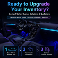 Kit de 4 feux LED à fibres optiques pour voiture, effet ciel étoilé, avec télécommande vocale et application, lampe d'ambiance intérieure automobile 12V, kit de plafonnier bleu étoilé