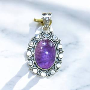 Authentic Silver Amethyst Pendant Minimalist 925 Sterling Silver Wholesale Price Jewelry - Product Image 1