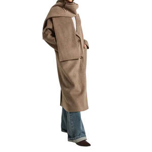 Manteau d'hiver pour femmes en laine et mélanges, col en fourrure de renard véritable, manteau en cachemire avec ceinture pour femmes - Product Image 3