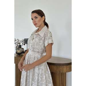 Conjunto de Camisa y Falda de Chifón Beige al por Mayor - Product Image 4