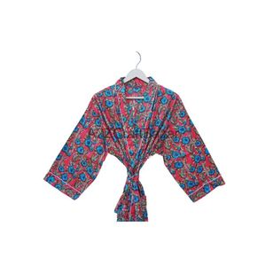 Bata de Casa de Algodón Puro con Estampado Indio, Kimono de Verano, Cubierta Floral para la Playa/Vestido Largo y Cómodo para Dormir, Uso Diario - Product Image 2
