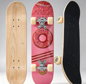 Skateboard complet 7 couches en érable du Nord-Est avec motif donut <span class=keywords><strong>pour</strong></span> enfants de 6 ans et plus, planche de 61 cm, largeur de 15 cm, roulements ABEC-3, trucks en aluminium - Product Image 1