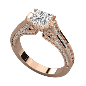 Anillo Solitario con Diamante Corte Princesa Engastado en Puntas - Product Image 2