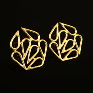 Pendientes de gota dorados de metal grueso para mujer, con forma de gota, chapados en oro de 18 quilates, de latón, para boda - Product Image 1