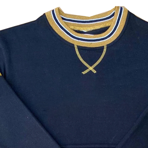 Sweat-shirt sport à col rond en polaire Alpha Black, automne, uni, imprimé en 3D, bande dorée, bord côtelé, poche kangourou - Product Image 2