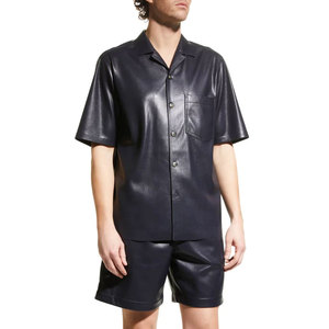 Camisas Casuales de Cuero para Hombre con Cierre de Botones Personalizado OEM, Diseño de Logotipo Personalizado, Buen Precio de Venta - Product Image 1