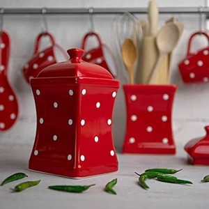 Ensemble de 3 pots de rangement en céramique avec couvercles, récipients hermétiques et adaptés aux aliments, organisateur de cuisine durable, rangement classique pour comptoir - Product Image 6