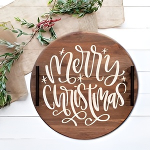 Élégant plateau de service en métal en bois de Noël 2025 avec poignée en acier Design circulaire rectangulaire pour les collations au café Prix raisonnable - Product Image 5