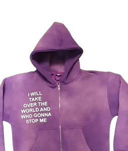 Sweat à capuche thermique avec patch de broderie vieilli vintage personnalisé Sweat zippé XS pour hommes Manches longues Hiver Polaire Couleur unie - Product Image 6