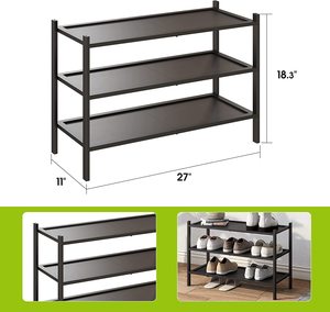 3-Tier Wooden Shoe Rack Premium Stackable Shoe Shelf Storage Organizer for Hallway Closet Living Room Entryway Slipper Organizer - Product Image 2