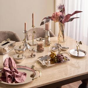 Lot de 3 bols décoratifs bas orchidées finition argentée pièces élégantes parfaites pour la table de bureau à domicile ou la fête d'Inde - Product Image 4