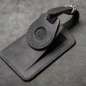 LLT-0055B fait à la main traditionnel rabat Style voyage cadeau étiquette de bagage en cuir véritable avec insertion de carte personnalisée pour lui - Product Image 1