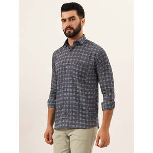 MILLENNIAL MEN Chemise décontractée en pur coton imprimé multicolore coupe régulière pour homme - Product Image 2