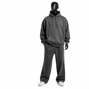 Survêtements décontractés à capuche grande taille, ensemble 2 pièces personnalisé, en molleton de coton épais, pour la course et le fitness, collection automne - Product Image 5