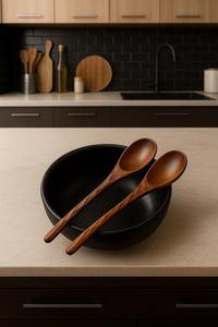 Cuchara de madera totalmente natural de excelente calidad para cocinar o servir y uso diario disponible a buen precio - Product Image 2