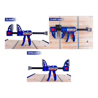 Pince de serrage micro pivotante 360° 5-en-1 / Écarteur / Rail en T / MFT / Étau / Parallèle, utilisation à une main, pour assemblage de menuiserie DIY, en acier à haute teneur en carbone