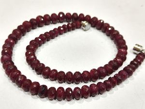 Natural Ruby Corundum Rondelle Faceted High Quality <b>Red</b> 7-9mm <b>Beads</b> Necklace with Magnetic Clasp Adjustable Length - Product Image 4
