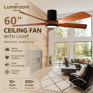 Ventilateur de plafond encastré de 60 pouces avec lumière, pales en bois massif, télécommande APP, moteur DC silencieux, LED dimmable – En stock aux États-Unis - Product Image 2