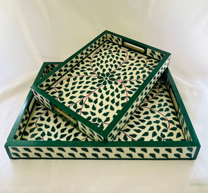 Excellent Bone Inlay Tray For Breakfast And Dinner Tray Flower Leaf Pattern Design Premium Quality Home and Restaurant Tray - Product Image 2