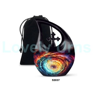 Urna para adultos de cremación de galaxia con lágrima de aluminio más vendida para cenizas humanas, urna funeraria cruzada decorativa con bolsa de terciopelo gratis - Product Image 4
