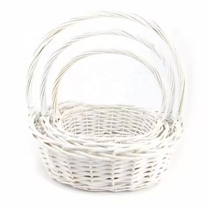 Panier à fleurs en <span class=keywords><strong>saule</strong></span> naturel fait main et durable avec doublure intérieure imperméable, à suspendre au mur, style blanc frais - Product Image 1