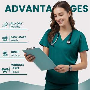 Elegante Unisex Hospital Scrubs Logotipo personalizado Uniforme médico Conjunto con pantalones Jogger Cómodo Enfermera Doctor Scrub Suit - Product Image 6