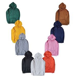 Sweats à capuche unis avec broderie personnalisée du logo OEM Pulls à capuche unisexes vierges en coton et polyester épais pour hommes - Product Image 1