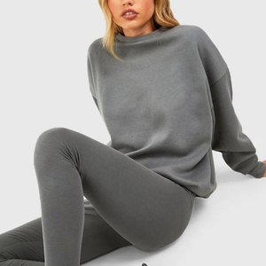 Sudadera de mujer al por mayor con bloques de color, de Spandex/Algodón, estilo jersey oversize con hombros caídos, para invierno, personalizable frontalmente para mujer - Product Image 3